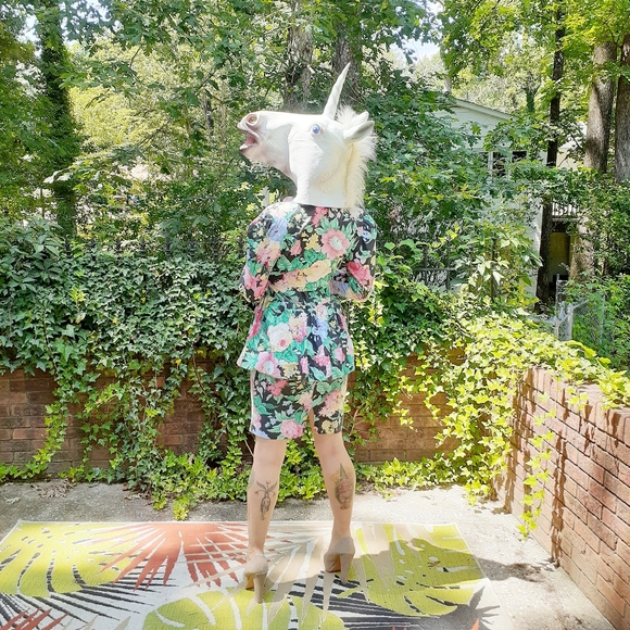 VTG 80s Peplum Dress Bolero Jacket Set Bold Floral - Picture 5 of 16